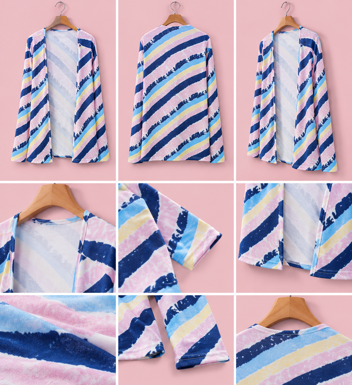 Women's Short Striped Open Cardigan in Vibrant Colors — Elsayed Qshta