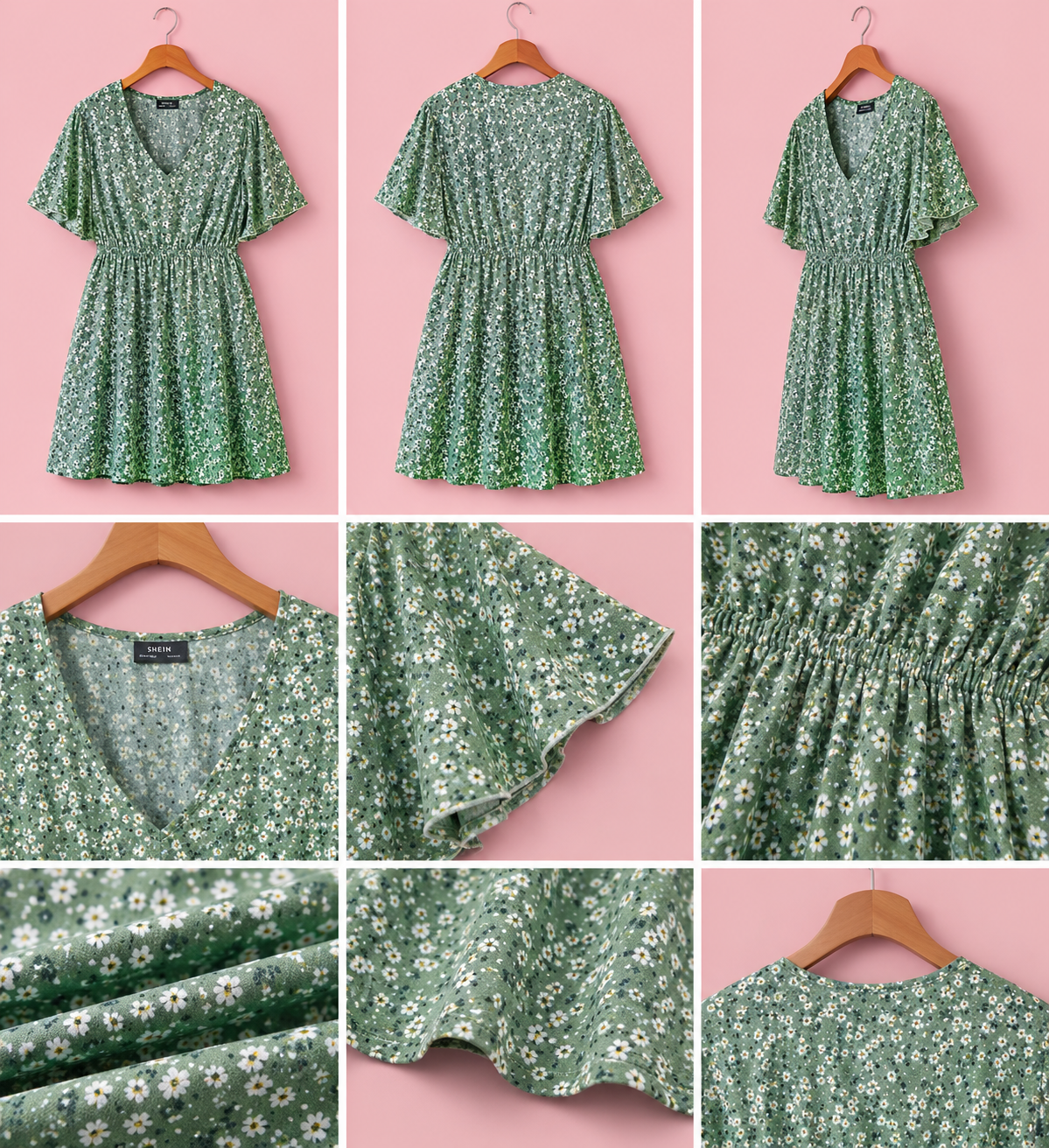 Women's Green Floral Print Blouse with Elastic Waist — Elsayed Qshta