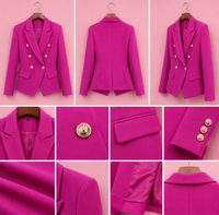 Women's Classic Fuchsia Blazer with Bold Gold Buttons — Elsayed Qshta