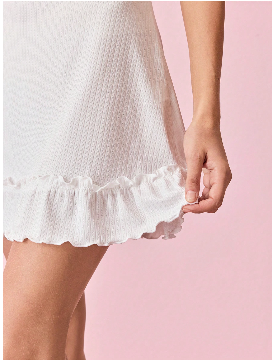 Bonmuse Frill Trim Ruched Bust Ruffle Hem Pajama Nightdress Holiday Seasonfor Summer