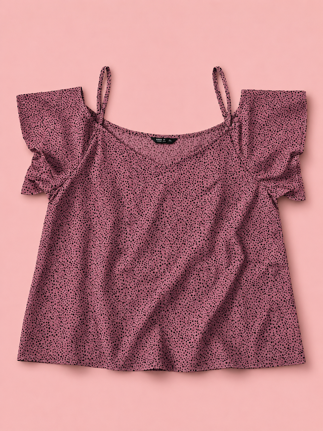 Pink printed cold shoulder women's top
