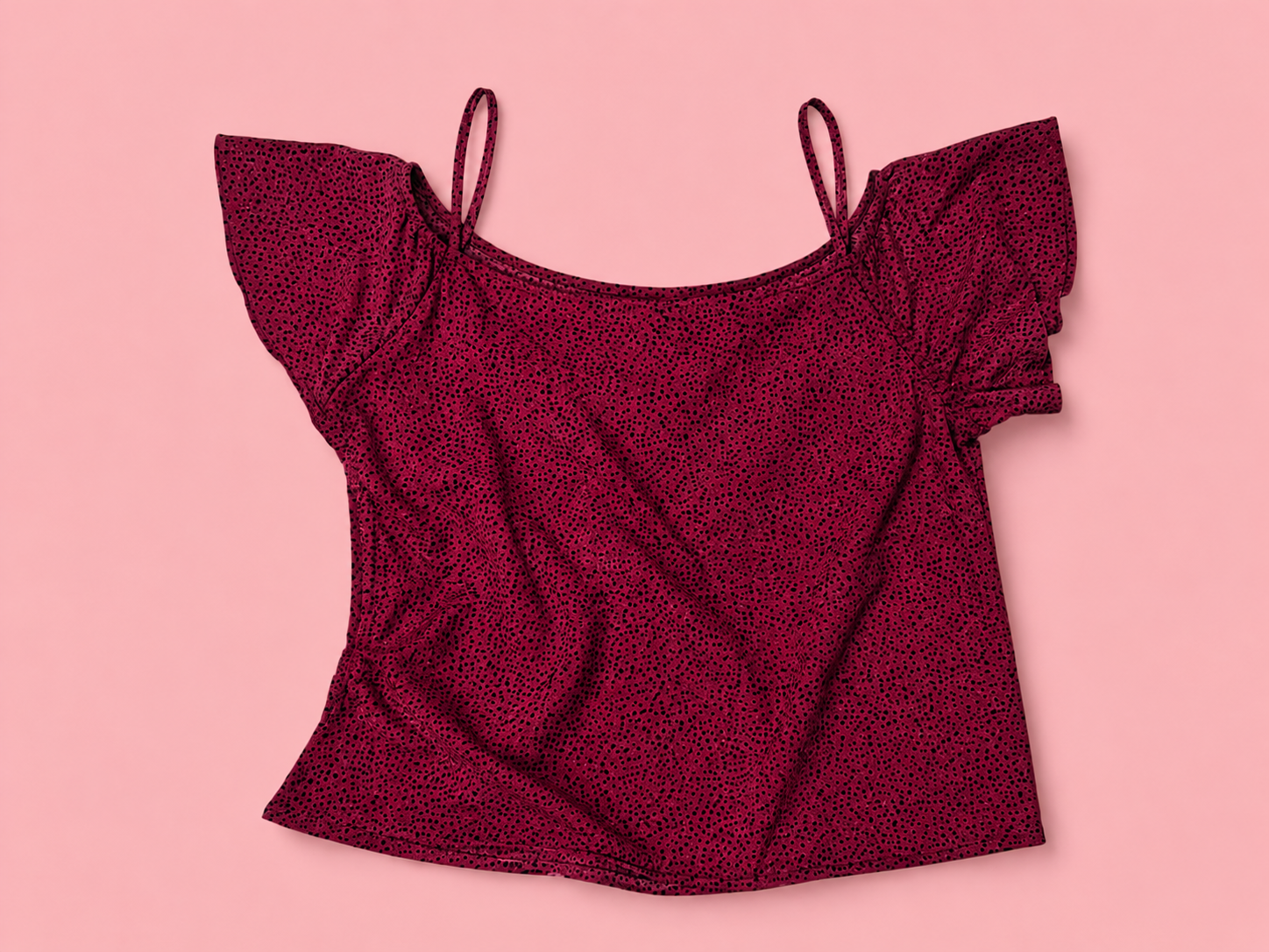 Red printed cold shoulder women's top