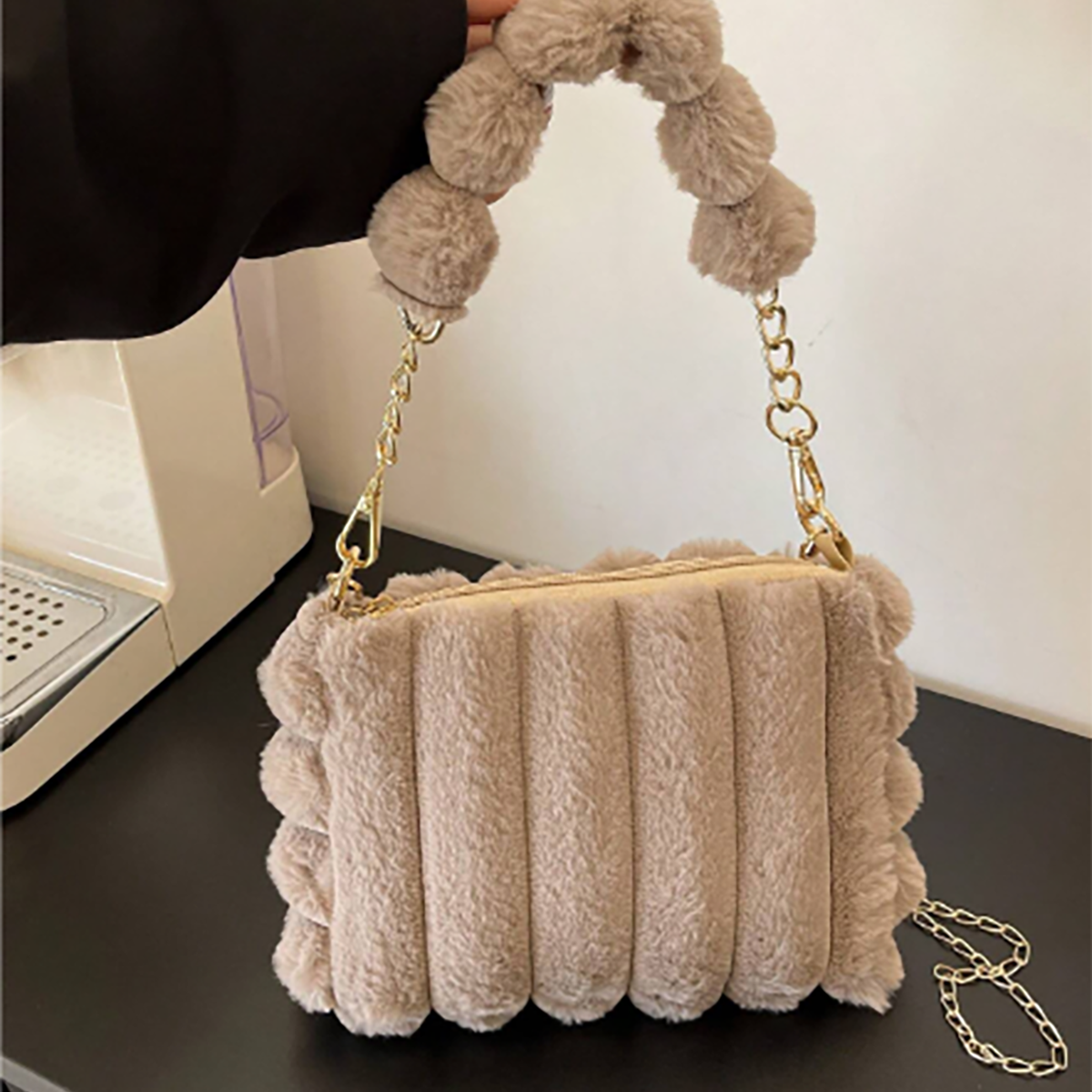 R-Shein ‚Äö√Ñ√¨ Black Furry Small Shoulder Bag